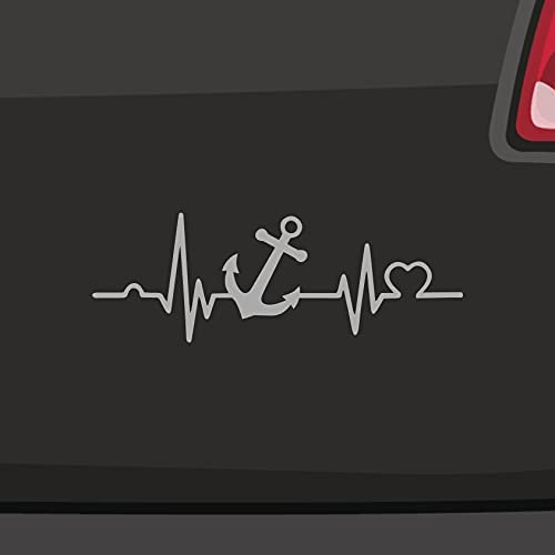 Anker Autoaufkleber Herzschlag Liebe Urlaub Sylt Rügen Usedom Nordsee Ostsee in 6 Größen und 21 Farben