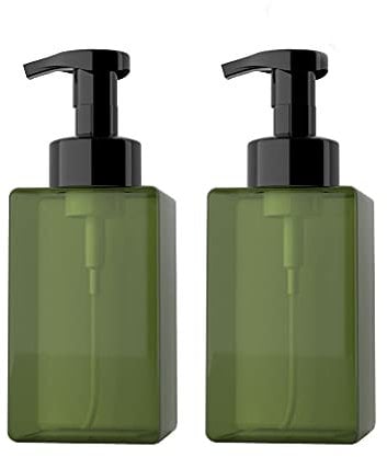 ZEOABSY 2 Stück 450ml Quadrat Leere Grün Seifenspender Schäumende Schaumseifenspender Nachfüllbare Seifenflaschen für Schäumende Flüssigseife Küche Bad Kosmetik Shampoos