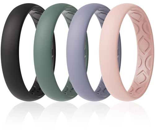 ThunderFit Eternity Silicone Breathable Wedding Ring for Women Anniversary 4mm Wide 0.3cm Thick 12 Rings 8 Rings 4 Rings 1 Ring