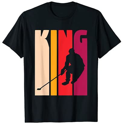 Geschenk für Hockeyspieler Coach Fan 'Hockey King' Retro Hockey T-Shirt