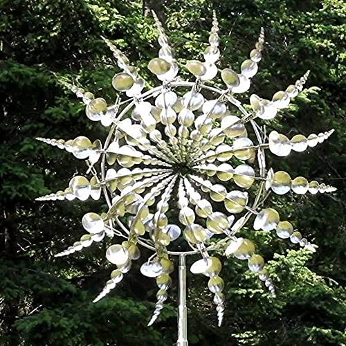 GXFNS Windmühlen für den Hof, einzigartige und magische Metall-Windmühle, Wind mit Metall-Gartenpfahl, Spinner, für den Außenbereich, Metall, groß für Hof, Rasen, Terrasse, Garten, kinetische