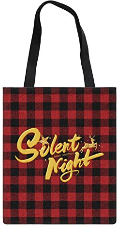 Amzbeauty Canvas Tasche Weihnachten Blumen Einkaufstasche Wiederverwendbare Lebensmitteltasche Waschbar Faltbare Leinwand Tote Bag, Stille Nacht, L, Strandtasche