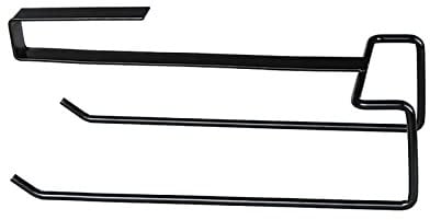 Porta asciugamani di carta senza chiodi, porta asciugamani usa e getta, a doppia fila, per appendere asciugamani di carta senza perforazione, colore: nero