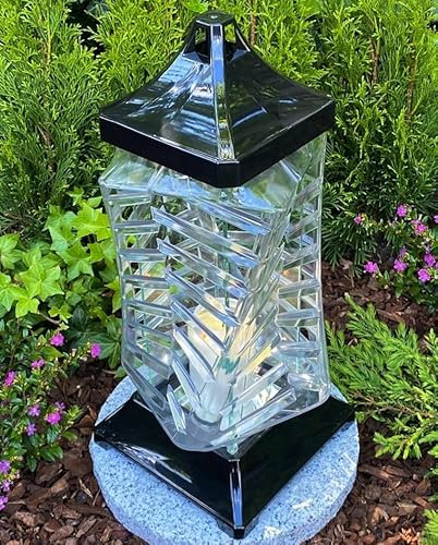 Garten Paradies Handmade Grablampe Laterne Grablicht 40 cm H. !!! Twister MAX NEU Grablicht Kerze Grabkerze Grabdekoration Grabschmuck Neue Model incl. Kerze, Schwarz - Efekt