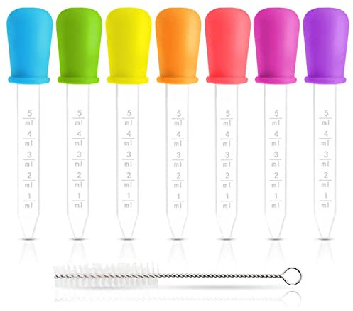 Pipeta de plástico – 7 pipetas graduadas + 1 cepillo – Pipeta cocina – Cuenta guta – Pipeta infantil