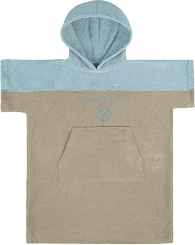 Kinder Badeponcho - Strandponcho aus Bio-Baumwolle - Handtuch-Poncho mit Kapuze für Jungen und Mädchen von 0-13 Jahren - Bademantel aus schadstofffreiem Material Farbe Hellblau Größe 10 - 13 Jahre