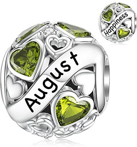 August Charm für Pandora Geburtsstein Charm Herz Sterling Silver 925