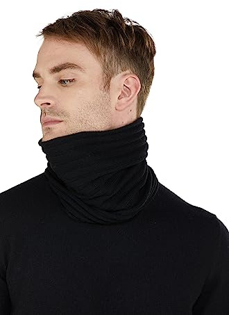 NEO B - CASHMERE – Tour de cou – Costa 2 x 2 – 100 % cachemire – Unisexe – Fabriqué en Italie, Noir , Taille Unique
