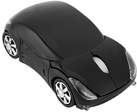Souris de Jeu, Souris sans Fil Alimentée par Batterie 2,4 G, Souris Optique 1600 DPI en Forme de Voiture de Sport Adaptée pour Mac/ME/Windows PC/Tablette Gaming Office(Le Noir)