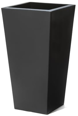 Step2 Tremont Pflanzkübel Groß Onyx Schwarz | Blumentopf/Blumenkübel/Pflanzgefäß Eckig aus Kunststoff | Eckiger Kübel für Garten/Balkon/Terrasse