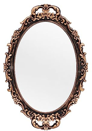 Tstarer Dekorativer Vintage-Spiegel, mit goldfarbenem Rahmen, Wandspiegel und Tischtablett für Schlafzimmer, Wohnzimmer, Kommode, oval, 24,4 x 36,3 cm (B x L) (Bronze)