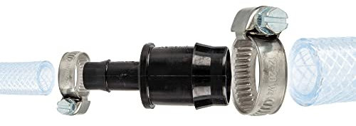 tecuro Schlauchverbinder reduziert Ø 7 mm x Ø 14 mm, mit Edelstahlschlauchschellen - Nylon schwarz