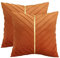 Tosleo 40 x 40 cm Kissenbezüge 2er Set Samt Kissen mit Goldfarbenem Leder Dekokissen Moderne Luxuriös für Sofa Gartenbett Couch Wohnzimmer Sofakissen Bett Orange