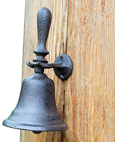 Rustic Cast Iron Door Bell, Antique Farmhouse Dinner Bells for Outside House Garden Decor, Weatherproof Large Bell