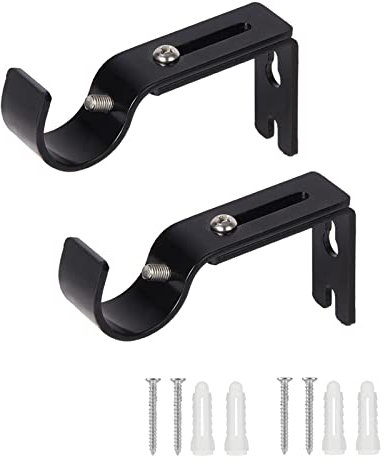 ENLACE Gardinenstange Halterung Verstellbare Metall Wandhalterung 2 Stück Gardinenstangenhalter,Schwarze Gardinen Halterung mit Schrauben für Hause Büro,Schlafzimmer Kleiderschrank, Schrank