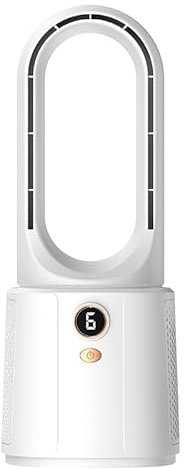 Roadtime Lamellenloser Tischventilator mit 6 Kühlgeschwindigkeiten, 13-Zoll Tragbarer, Leiser Turmventilator, 2200 mAh Wiederaufladbarer Desktop-Ventilator für Zuhause und Büro