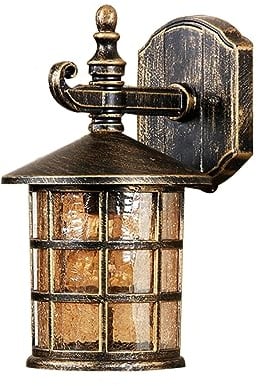 Mengjay Applique vintage d'extérieur,Applique Murale Exterieur design en form de lanterne style rustique, Imperméable IP23 Aluminium En Verre Applique Lampe Murale E27 pour Villa Patio Jardin (C)