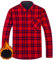 Miaikvs Chemise à carreaux épaissie pour homme chemise à carreaux doublée chaude rembourrée Casual manches longues chemise à carreaux boutonnée veste avec poche(Rouge,2XL)