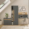 Büromöbel Set anthrazit mit Eiche 3-teilig modern, 1 Sekretär, 1 Kommode, 1 Regal, 1 Stauraumschrank