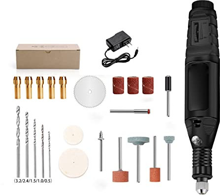 FLEXMAN Utensile Rotante Senza Fili, 12V Mini Utensile Rotante Kit Kit Mini Trapano a Mano a Batteria con Accessori per Smerigliatrice Elettrica Fai da Te per Lucidatura, Pulizia(Nero)