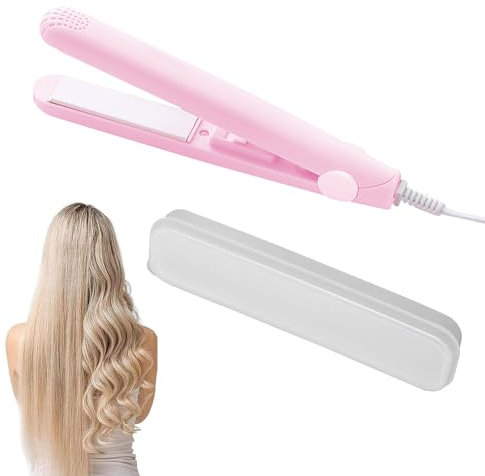 2 in 1 Glätteisen Locken und Glätten,Mini Haarglätter aus Keramik,Professioneller Haarglätter,Schnellaufheizung,Lockenstab mit Box,Tragbarer Reise-Keramik-Glätteisen (Rosa)