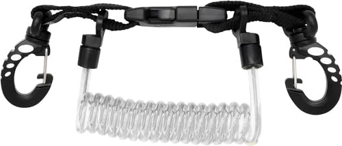 Cressi Unisex-Adult Spiral Laynyard with Clip Snap Spiralkabel mit Tauchkarabinern, Schwarz/Transparent, 2 Karabiner