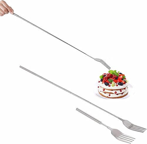 Forchetta telescopica regolabile, forchetta allungabile in acciaio inox per barbecue, forchetta a manico lungo per dessert, per mangiare, barbecue, cena, dessert, salsiccia, verdura
