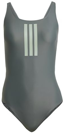 adidas Damen 3 Stripes V-Back Swimsuit, Legend ivy/Silver Green, 40