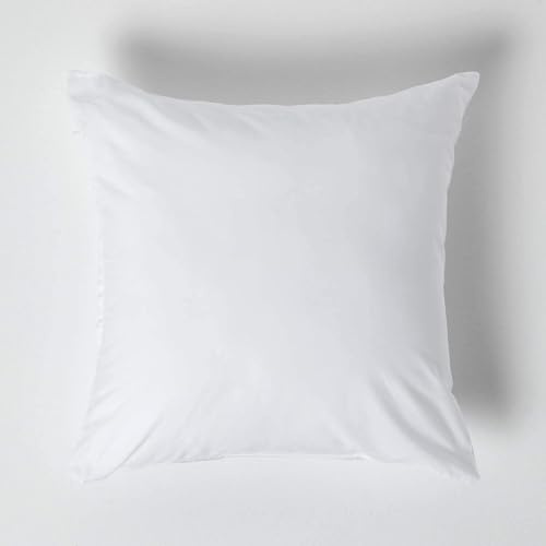 HOMESCAPES Federa in puro cotone egiziano bianco, 40 x 40 cm, 200 fili, equivalente a percalle a 400 fili, con cerniera, confezione da 4