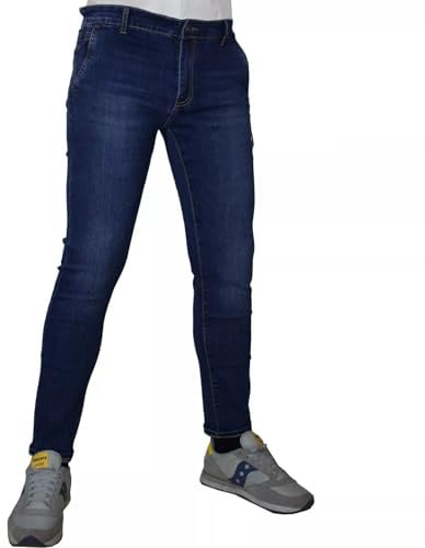 N+1 Jeans Uomo Slim Fit Elasticizzati 5 Tasche Slavati Taschino 46 48 50 52 54 56
