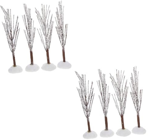 MAGICLULU Lot De 2 Arbres en Fil De Fer avec Fausse Neige Décoration De Bureau Unique Statue Darbre en Fil De Fer pour Décoration De Noël 4 Pièces X 2