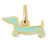 SINGULARU - Charm Mini Teckel Enamel Sky. Ottone con Finitura Placcata Oro 18 Kt. Pendente con Motivo Bassotto e Smalto Colorato. Gioielli da Donna