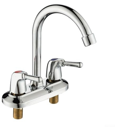 Robinet mélangeur de lavabo, double poignée monté sur pont à double poignée, robinet mélangeur d'eau pour robinet de salle de bain
