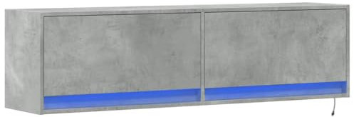 vidaXL Mueble de Pared TV con Luces LED Gris hormigón 140x31x38 cm, Mueble de TV suspendido, Mueble de TV montado en la Pared, Soporte de TV Flotante