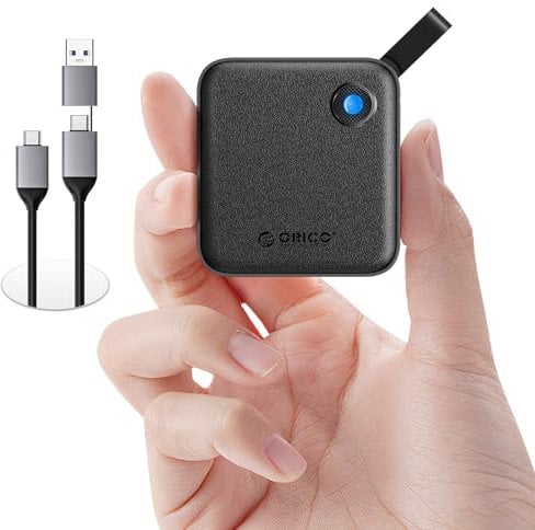 ORICO SSD portatile da 256 GB con cavo USB C 2 in 1, unità a stato solido esterna, fino a 460 MB/s, indicatore di stato, archiviazione affidabile per smartphone, tablet e PC USB-C - B5PLUS