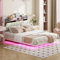 FEZTOY Polsterbett 140 x 200 cm, Bett Schwebebettrahmen mit LED-Leuchten, USB Anschlüsse und Stauraum Kopfteil, Doppelbett, Gästebett Jugendbett, Leinenstoff, Ohne Matratze (Beige, 140x200)