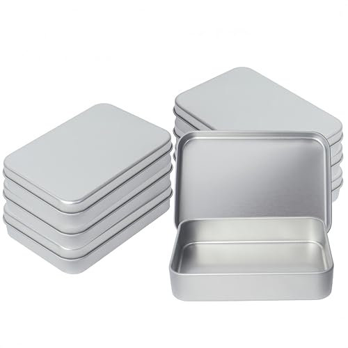 Dmnnlp 6Pcs Playing Card Case Holder, 3.95 x 2.8 x 0.9 Portable Playing Card Storage Box, Rectangular Metal Tins with Lids, for Game Cards Uno Business Trading Cards (Silver)