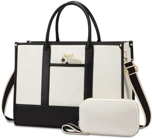 LOVEVOOK Laptoptasche Damen 17 Zoll, Wasserdicht Arbeitstasche Handtasche Groß Schultasche Shopper Tasche Aktentasche Lehrertasche, Leder Tote Bag Notebooktasche für Büro Arbeit Uni