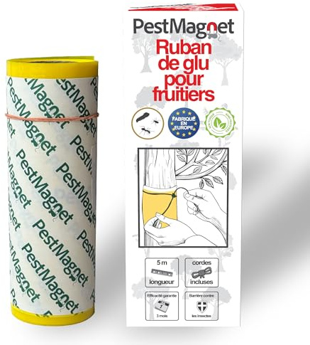 Leimring für Bäume 5m –GELB– baumleimring, Insektenfalle gegen kriechende Insekten, Ameisen und Raupen – Ungiftig, Wasserfest – Klebeband für Obstbäume, Kirschbäume und Garten – Einfach anzubringen