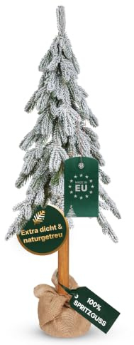 TreesHouse Weihnachtsbaum Uppsala Klein 65cm, FSC-Holzständer, Schnee-Optik | Tannenbaum, künstlich, dichte Nadeln, naturgetreu, platzsparend, hergestellt in der EU
