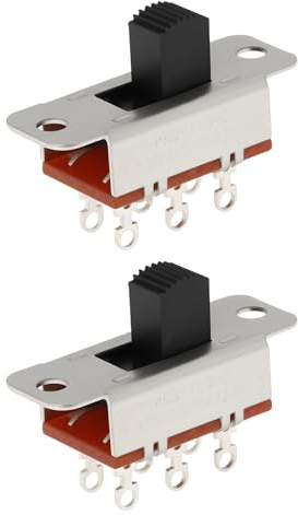 eMagTech Lot de 2 Interrupteurs à Glissière 6 Broches 8 Mm 2 Positions Compatibles avec Jazzmaster (22,5 X 9 X 13,3 Mm) Référence PBS-110-C 3 A/250 V.