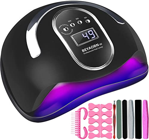 ZPQAODI Lampada UV LED Lampada Unghie 168W Professionale, 4 Timer con 10s/30s/60s/99s, Fornetto per Manicure/Pedicure Permanente Smalto Semipermanente, Display LED Automatico Sensore