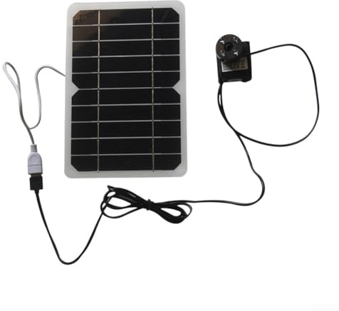 Kit de pompe solaire 5 W avec panneau monocristallin pour bassin de jardin - 5 V DC, 120 l/h, levage 50 cm maximum, interface USB, design résistant aux intempéries