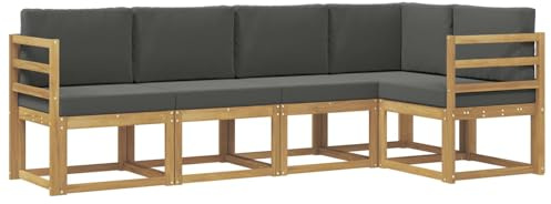 vidaXL Outdoor-Sofagarnitur mit Kissen 5 pcs Weiß und Anthrazit, Garten, modernes Outdoor-Sofa, wetterfestes Lounge-Möbel, perfekte Terrasse für gemütliches Sitzen