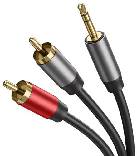 Tobfit Klinke auf Cinch Kabel 3,5mm,Kabel 3,5mm Klinken Stecker zu 2X Cinch RCA für Smartphone, Tablet, Soundbar, TV, Laptop, MP3,DVD Lautsprecher, Heimkino, Autoradio, Verstärker