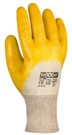 144 Paar Nitrilhandschuhe/Arbeitshandschuhe Nitril/Strickbund, gelb, leicht, Gr. 10