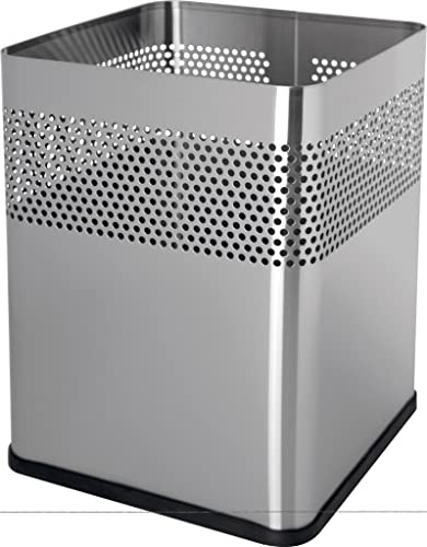 helit H2515900 - Quadratischer Edelstahl-Papierkorb, 18 Liter, silber, mit Lochdekor, 1 Stück