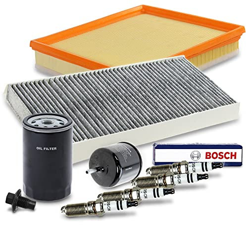 BESTPRICE Set di filtri di ispezione 1x filtro dell'olio, 1x filtro dell'aria, 1x filtro dell'aria della cabina, 1x filtro del carburante, 4x candela HR8MCV+ compatibile con FORD KA (RB_) (RL2)