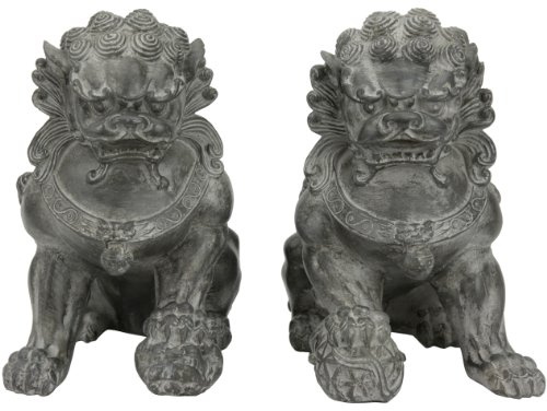 Red Lantern 9 Sitting Foo Dog Statues