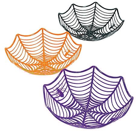 Fun Express Plastic Spider Web Spiderweb Halloween Candy Bowls - 3 Piece Set